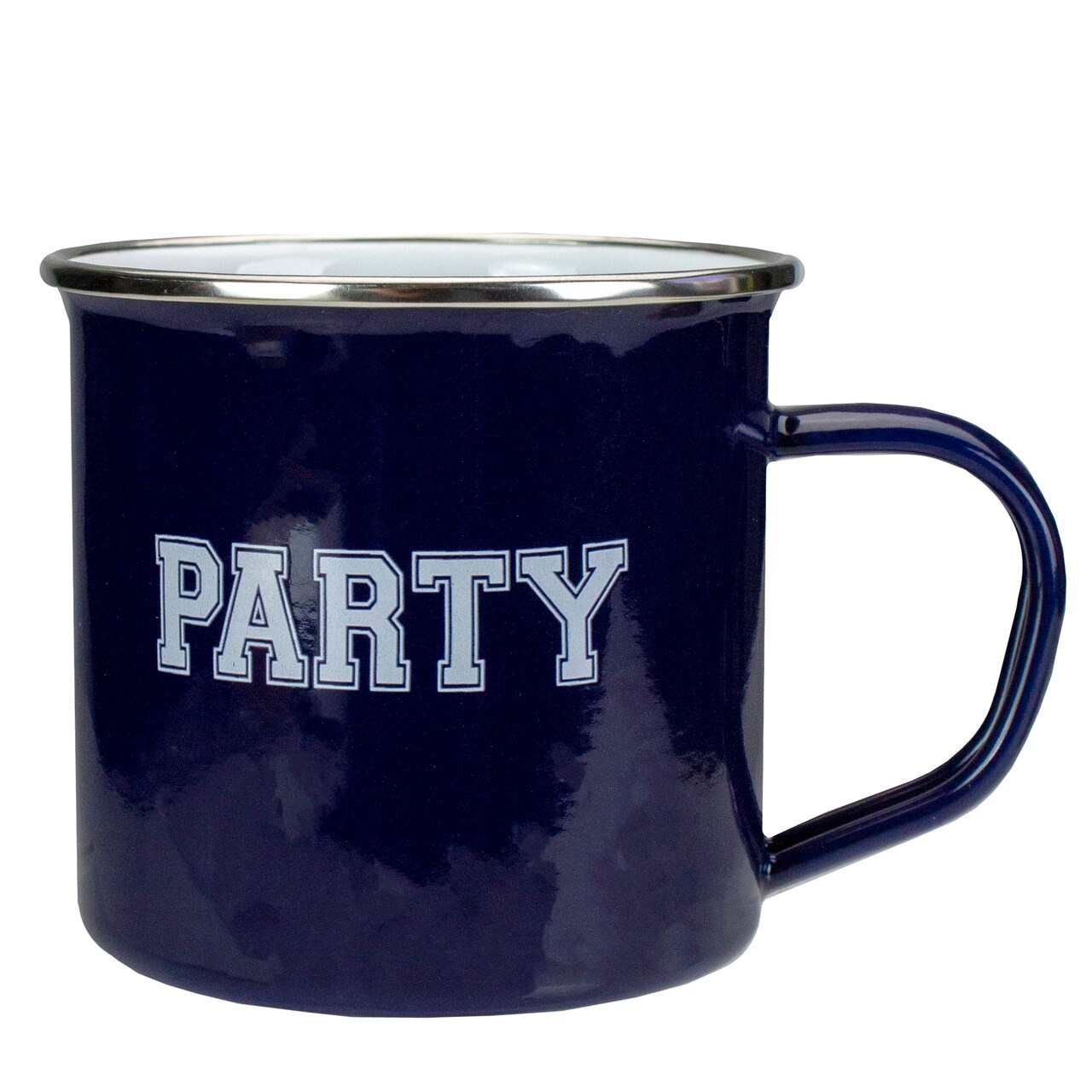 Avon 4.75" Dark Blue and White Metal Varsity Party Coffee Mug